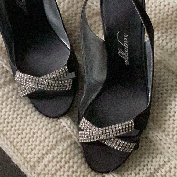 Ragazza black silk sling back - Picture 2 of 2